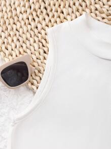 SHEIN Tween Girls' Solid Color Round Neck Casual Versatile Tank Top