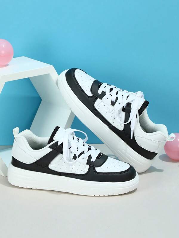 Women Two Tone Skate Shoes, Laceup Front Sporty Sneakers SHEIN USA