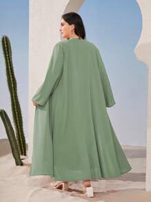 Mulvari Plus Solid Dress & Open Front Coat - Mint Green - View 2