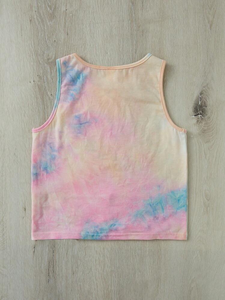 SHEIN Leap Crew Casual Hart Tie dye Meisjes tank tops en camis Geknoopt - Veel kleurig - Bekijken 2