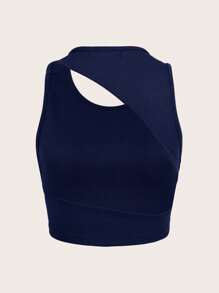 SHEIN BAE Solid Cut Out Tank Top - Navy Blue - View 1
