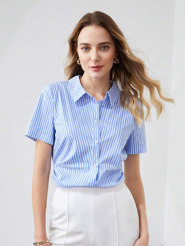 MOTF PREMIUM OPEN BACK PEARL DETAIL SHIRT SHEIN UK