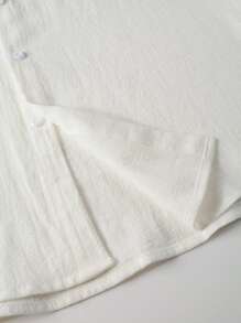 Manfinity Hypemode 男士棉字母圖案拼接領襯衫 - 白色 - 查看 8