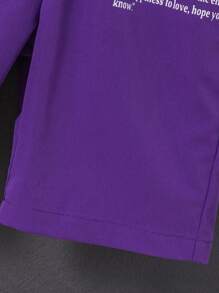 SHEIN 男孩標語圖案腰部抽繩短褲 - 紫羅蘭色 - 查看 4