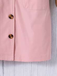 Tween Girl Button Front Dual Pocket Belted Dress Without Tee - Pink - View 8