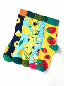 5雙水果印花中筒襪 - 彩色 - 查看 2