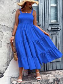 Sunserae 大碼荷葉邊吊帶連衣裙