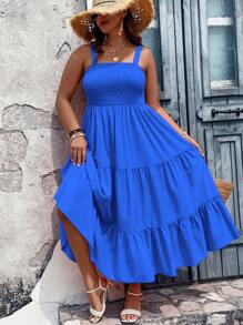 Sunserae 大碼荷葉邊吊帶連衣裙