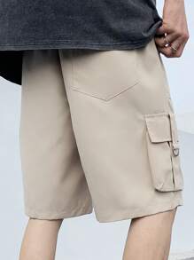 Manfinity Roghcode Men Flap Pocket Side Drawstring Waist Cargo Shorts - Khaki - View 2