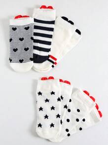 5 đôi Vớ mắt cá chân dễ thương họa tiết trái tim & ngôi sao cho nữ để trang trí hàng ngày - Nhiều màu - Xem 4