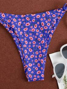 Swim Mod Summer Beach Ditsy Floral Triangle Tie Side Bikini Set - Multicolor - View 5