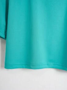 INAWLY 素色落肩袖短款T恤 - 青碧色 - 查看 5