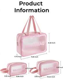 1 Dung Tích Lớn Chữ Đồ Họa Túi Trang Điểm Chống Thấm Nước PVC Túi Du Lịch Di Động Cho Gia Đình, Ngoài Trời - Hồng - Xem 7