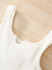 SHEIN Bộ thời trang bé gái Thắt lưng Gân đan Quần paper-bag Nhiệt đới Boho - Nhiều màu - Xem 3