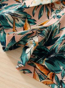 SHEIN Bộ thời trang bé gái Thắt lưng Gân đan Quần paper-bag Nhiệt đới Boho - Nhiều màu - Xem 5