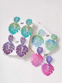 1 đôi bông tai hình chiếc lá nhiệt đới thời trang dành cho nữ để trang trí hàng ngày - Nhiều màu - Xem 2