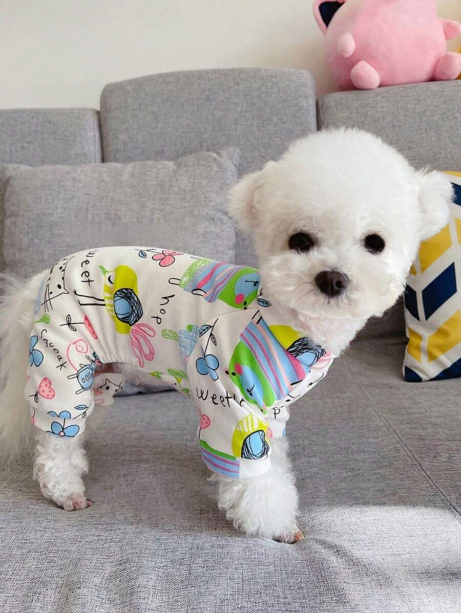 1 PC Hoạt Hình Động Vật & Họa Tiết Hoa Bộ Đồ Ngủ Thú Cưng Cho Mèo Và Chó Cho Gia Đình - Nhiều màu - Xem 1