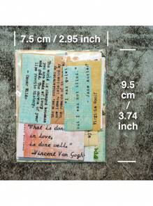 19入組標語圖形混合貼紙復古多用途貼紙適用於DIY工藝品、裝飾品、手帳 - 彩色 - 查看 2