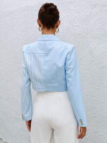 SHEIN Essnce 條紋印花單釦短版西裝