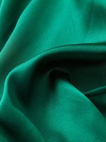 SHEIN LUNE Plus Solid Wide Leg Trousers - Dark Green - View 3