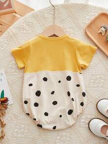 Peninsula Baby 夏季女宝宝波尔卡圆点二合一设计吊带连体衣 - 杏色 - 查看 2