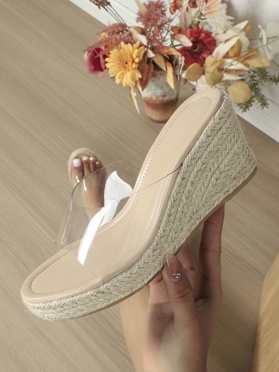 Dép quai trong suốt dành cho nữ Espadrille Wedge Slide, Dép ngoài trời cho kỳ nghỉ - Trong sáng - Xem 1