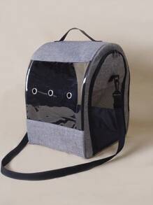 1入組滌綸面料寵物背包帶透氣網布適用於小寵物,適用於四季 - 深灰色 - 查看 6