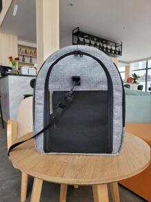 1入組滌綸面料寵物背包帶透氣網布適用於小寵物,適用於四季 - 深灰色 - 查看 7