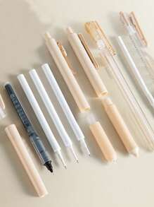 5 Chiếc Bút Gel Màu Đơn Giản Di Động Bút Bi Lăn Gel Cho Học Sinh, Viết, Vẽ Tranh - trắng - Xem 3
