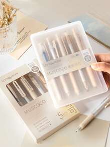 5 Chiếc Bút Gel Màu Đơn Giản Di Động Bút Bi Lăn Gel Cho Học Sinh, Viết, Vẽ Tranh - trắng - Xem 6