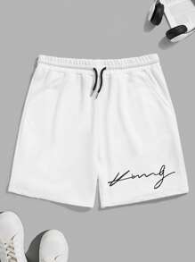 RueChic Pantaloni scurți cu șnur grafic pentru bărbați