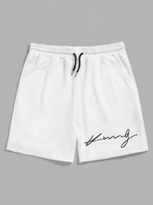 RueChic Pantaloni scurți cu șnur grafic pentru bărbați