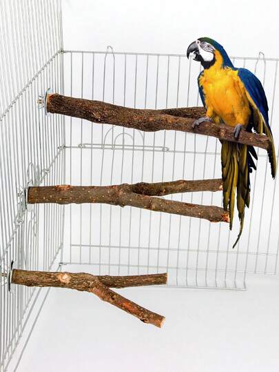 1pc/2pcs Wooden Double Branch Parrot Perch Stand For Birds All Seasons
