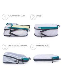 Alameda cái Túi lưu trữ du lịch Letter Graphic Nén đóng gói Cube Set cho hành lý xách tay, sắp xếp đóng gói du lịch cho ba lô đồ dùng học tập Ký túc xá đại học cần thiết cho trang trí phòng sinh viên Trang trí phòng ngủ - trắng - Xem 2