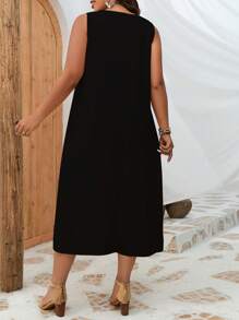 SHEIN LUNE Vestido tank con estampado floral - Blanco y Negro - Ver 2