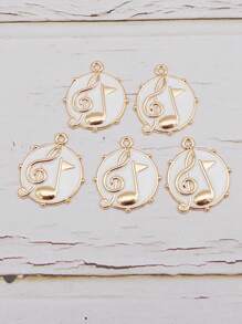 5 Cái/bộ Thời Trang Hợp Kim Kẽm Nốt Nhạc Chi Tiết Tự Làm Mặt Dây Chuyền Nữ Cho Tự Làm Trang Sức Làm - trắng - Xem 1