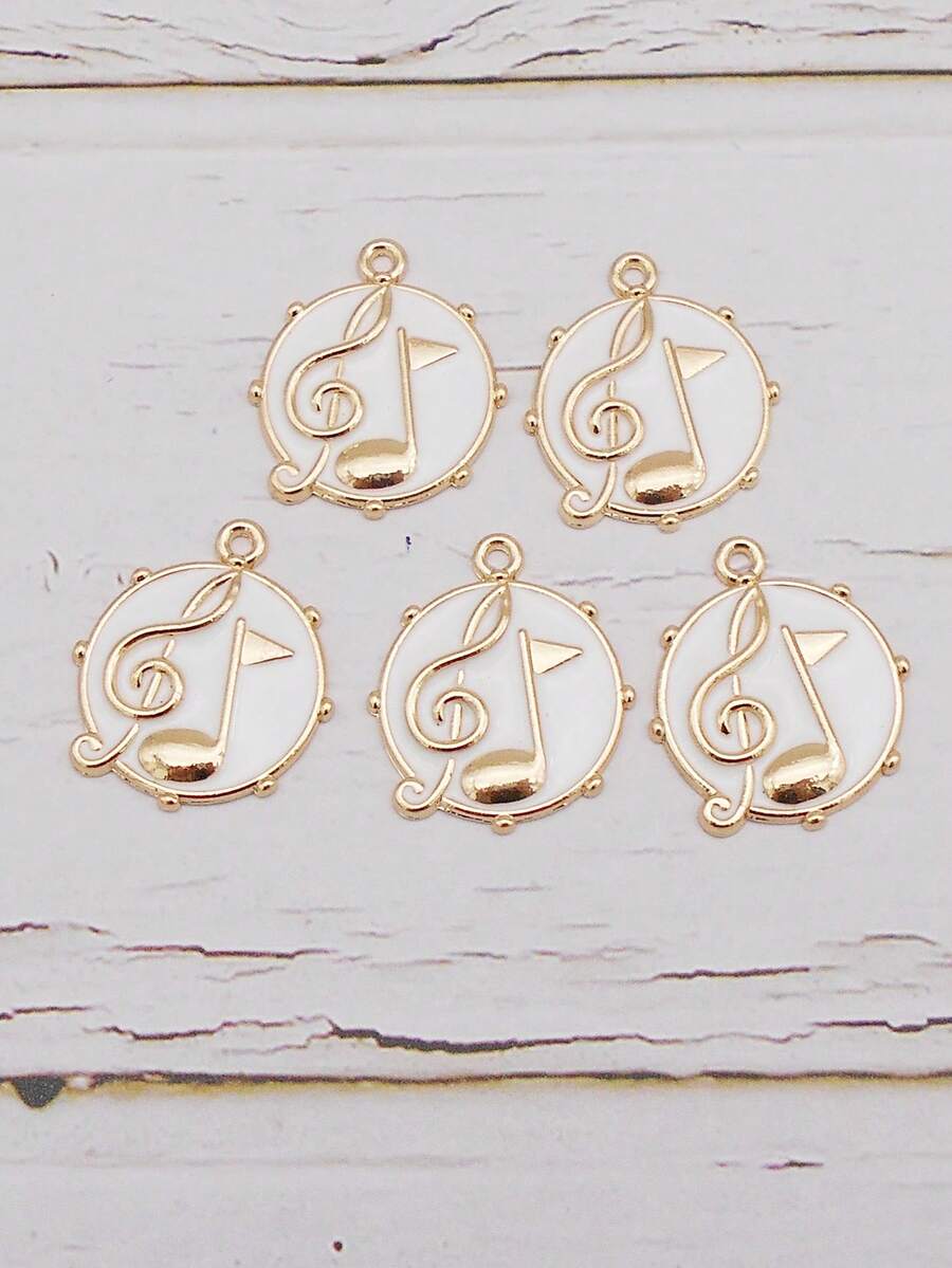 5 Cái/bộ Thời Trang Hợp Kim Kẽm Nốt Nhạc Chi Tiết Tự Làm Mặt Dây Chuyền Nữ Cho Tự Làm Trang Sức Làm - trắng - Xem 1