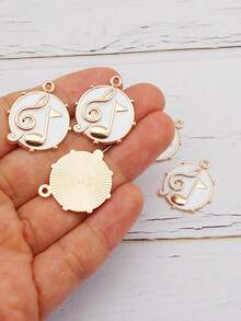 5 Cái/bộ Thời Trang Hợp Kim Kẽm Nốt Nhạc Chi Tiết Tự Làm Mặt Dây Chuyền Nữ Cho Tự Làm Trang Sức Làm - trắng - Xem 2