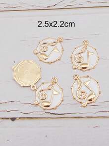 5 Cái/bộ Thời Trang Hợp Kim Kẽm Nốt Nhạc Chi Tiết Tự Làm Mặt Dây Chuyền Nữ Cho Tự Làm Trang Sức Làm - trắng - Xem 3