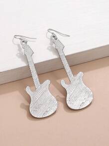 1對創意鋅合金水鑽裝飾吉他耳墜適合女士日常裝飾 - 粉色 - 查看 4