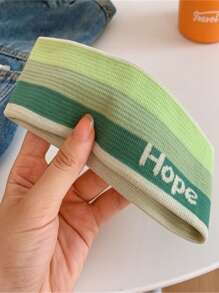 1入組女士字母圖形休閒髮帶適合運動 - 綠色 - 查看 3