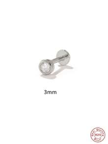 1入組時尚方晶鋯石裝飾銀耳釘適合女士日常裝飾