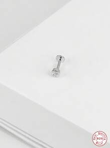 1入組時尚方晶鋯石裝飾銀耳釘適合女士日常裝飾