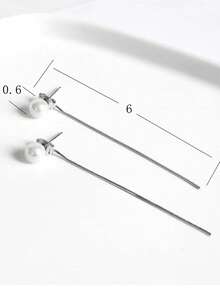 1 đôi Thời trang Trang trí ngọc trai Màu bạc Dụng cụ xâu bông tai Đối với phụ nữ Để Trang Trí Hàng Ngày Lễ cưới Đồ trang sức Trang sức cô dâu - Bạc - Xem 3