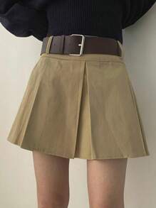 Rikumo 简约纯色百褶A字裙，休闲百搭的冬季单品