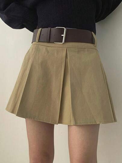 Gonna plissettata a-line monocolore minimalista, casual e versatile