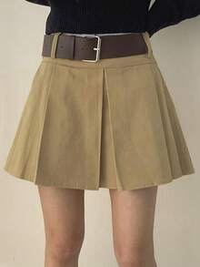 Rikumo 简约纯色百褶A字裙，休闲百搭的冬季单品