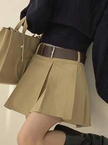 Rikumo 简约纯色百褶A字裙，休闲百搭的冬季单品