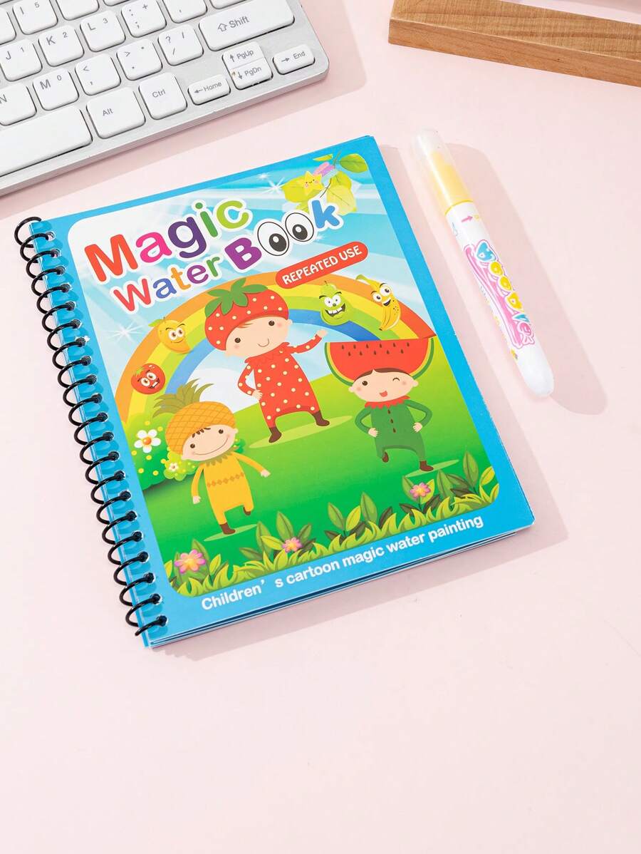 1入組卡通圖形著色書創意便攜式兒童繪畫著色書 - 藍色 - 查看 1