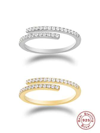 1入組魅力四射方晶鋯石裝飾銀纏繞式戒指適合女士適合派對